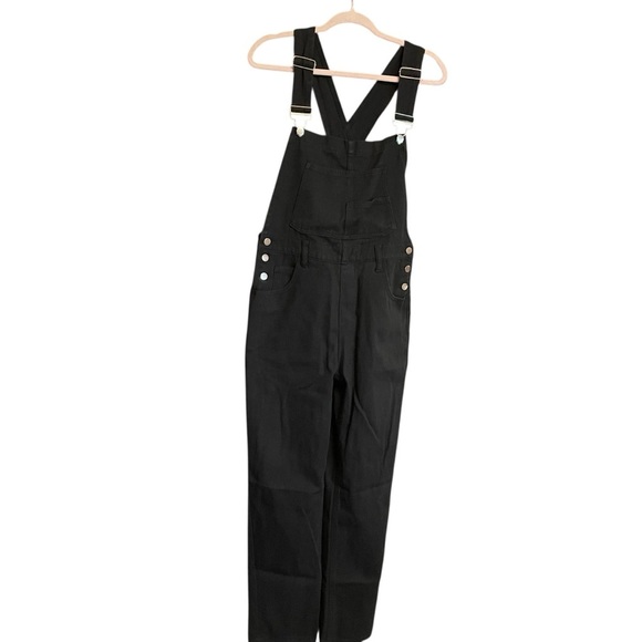 Black  Ladies Denim Overalls - Size Small-Stretch-No Name Tag-Great Condition - Picture 1 of 12
